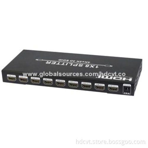 4K HDMI Splitters 1x8 with EDID Control, Sized 118 x 250 x 32mm, 5V DC/2A Power SupplyNew